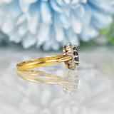 Ellibelle Jewellery VINTAGE SAPPHIRE & DIAMOND 18CT GOLD CLUSTER RING