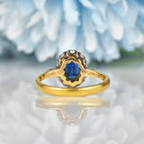 Ellibelle Jewellery VINTAGE SAPPHIRE & DIAMOND 18CT GOLD CLUSTER RING