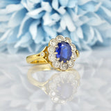 Ellibelle Jewellery VINTAGE SAPPHIRE & DIAMOND 18CT GOLD CLUSTER RING