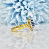 Ellibelle Jewellery VINTAGE SAPPHIRE & DIAMOND 18CT GOLD CLUSTER RING