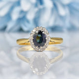 Ellibelle Jewellery Vintage Sapphire & Diamond 18ct Gold Cluster Ring