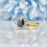 Ellibelle Jewellery Vintage Sapphire & Diamond 18ct Gold Cluster Ring