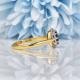 Ellibelle Jewellery Vintage Sapphire & Diamond 18ct Gold Cluster Ring