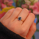 Ellibelle Jewellery Vintage Sapphire & Diamond 18ct Gold Cluster Ring