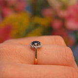 Ellibelle Jewellery Vintage Sapphire & Diamond 18ct Gold Cluster Ring