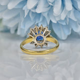 VINTAGE SAPPHIRE & DIAMOND 18CT GOLD CUSHION CLUSTER RING