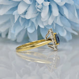 VINTAGE SAPPHIRE & DIAMOND 18CT GOLD CUSHION CLUSTER RING