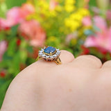 VINTAGE SAPPHIRE & DIAMOND 18CT GOLD CUSHION CLUSTER RING