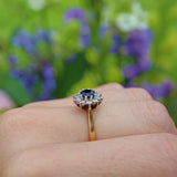 Ellibelle Jewellery VINTAGE SAPPHIRE & DIAMOND 18CT GOLD DAISY CLUSTER RING