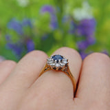 Ellibelle Jewellery VINTAGE SAPPHIRE & DIAMOND 18CT GOLD DAISY CLUSTER RING