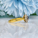 Ellibelle Jewellery VINTAGE SAPPHIRE & DIAMOND 18CT GOLD DAISY CLUSTER RING