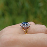 Ellibelle Jewellery VINTAGE SAPPHIRE & DIAMOND 18CT GOLD HALO RING