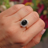 Ellibelle Jewellery Vintage Sapphire & Diamond 18ct Gold Oval Cluster Ring