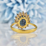 Ellibelle Jewellery Vintage Sapphire & Diamond 18ct Gold Oval Cluster Ring