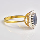 Ellibelle Jewellery Vintage Sapphire & Diamond 18ct Gold Oval Cluster Ring