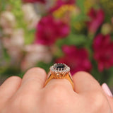 Ellibelle Jewellery Vintage Sapphire & Diamond 18ct Gold Oval Cluster Ring