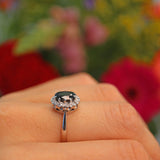 Ellibelle Jewellery Vintage Sapphire & Diamond 18ct White Gold Cluster Ring