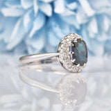 Ellibelle Jewellery Vintage Sapphire & Diamond 18ct White Gold Cluster Ring