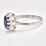 Ellibelle Jewellery Vintage Sapphire & Diamond 18ct White Gold Cluster Ring