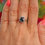 Ellibelle Jewellery Vintage Sapphire & Diamond 18ct White Gold Cluster Ring