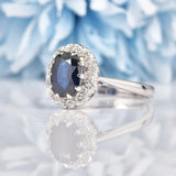 Ellibelle Jewellery Vintage Sapphire & Diamond 18ct White Gold Cluster Ring