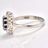 Ellibelle Jewellery Vintage Sapphire & Diamond 18ct White Gold Cluster Ring