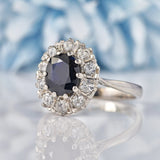 Ellibelle Jewellery Vintage Sapphire & Diamond 18ct White Gold Cluster Ring