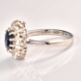 Ellibelle Jewellery Vintage Sapphire & Diamond 18ct White Gold Cluster Ring