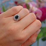 Ellibelle Jewellery Vintage Sapphire & Diamond 18ct White Gold Cluster Ring