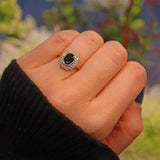 Ellibelle Jewellery VINTAGE SAPPHIRE & DIAMOND BEZEL CLUSTER RING