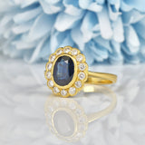 Ellibelle Jewellery VINTAGE SAPPHIRE & DIAMOND BEZEL CLUSTER RING