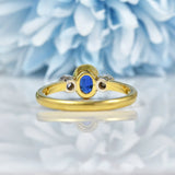 Ellibelle Jewellery Vintage Sapphire & Diamond Bezel Trilogy Ring