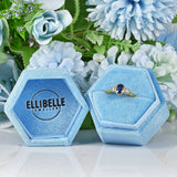 Ellibelle Jewellery Vintage Sapphire & Diamond Bezel Trilogy Ring