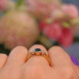 Ellibelle Jewellery Vintage Sapphire & Diamond Bezel Trilogy Ring