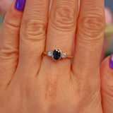Ellibelle Jewellery Vintage Sapphire & Diamond Bezel Trilogy Ring