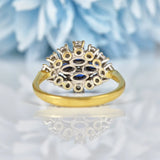 Ellibelle Jewellery Vintage Sapphire & Diamond Boat-Shaped Cluster Ring