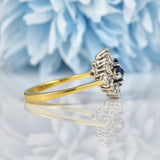 Ellibelle Jewellery Vintage Sapphire & Diamond Boat-Shaped Cluster Ring