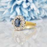 Ellibelle Jewellery VINTAGE SAPPHIRE & DIAMOND CLUSTER RING