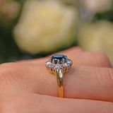 Ellibelle Jewellery VINTAGE SAPPHIRE & DIAMOND CLUSTER RING