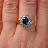 Ellibelle Jewellery VINTAGE SAPPHIRE & DIAMOND CLUSTER RING