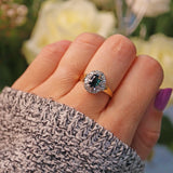 Ellibelle Jewellery VINTAGE SAPPHIRE & DIAMOND CLUSTER RING