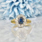 Ellibelle Jewellery VINTAGE SAPPHIRE & DIAMOND CLUSTER RING