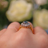 Ellibelle Jewellery VINTAGE SAPPHIRE & DIAMOND CLUSTER RING