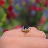 Ellibelle Jewellery VINTAGE SAPPHIRE & DIAMOND CLUSTER RING