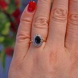 Ellibelle Jewellery VINTAGE SAPPHIRE & DIAMOND CLUSTER RING
