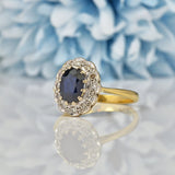 Ellibelle Jewellery VINTAGE SAPPHIRE & DIAMOND CLUSTER RING