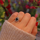 Ellibelle Jewellery VINTAGE SAPPHIRE & DIAMOND CLUSTER RING
