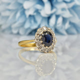 Ellibelle Jewellery VINTAGE SAPPHIRE & DIAMOND CLUSTER RING