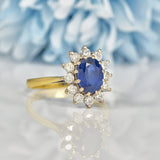 Ellibelle Jewellery VINTAGE SAPPHIRE & DIAMOND CLUSTER RING