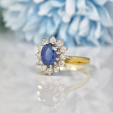 Ellibelle Jewellery VINTAGE SAPPHIRE & DIAMOND CLUSTER RING